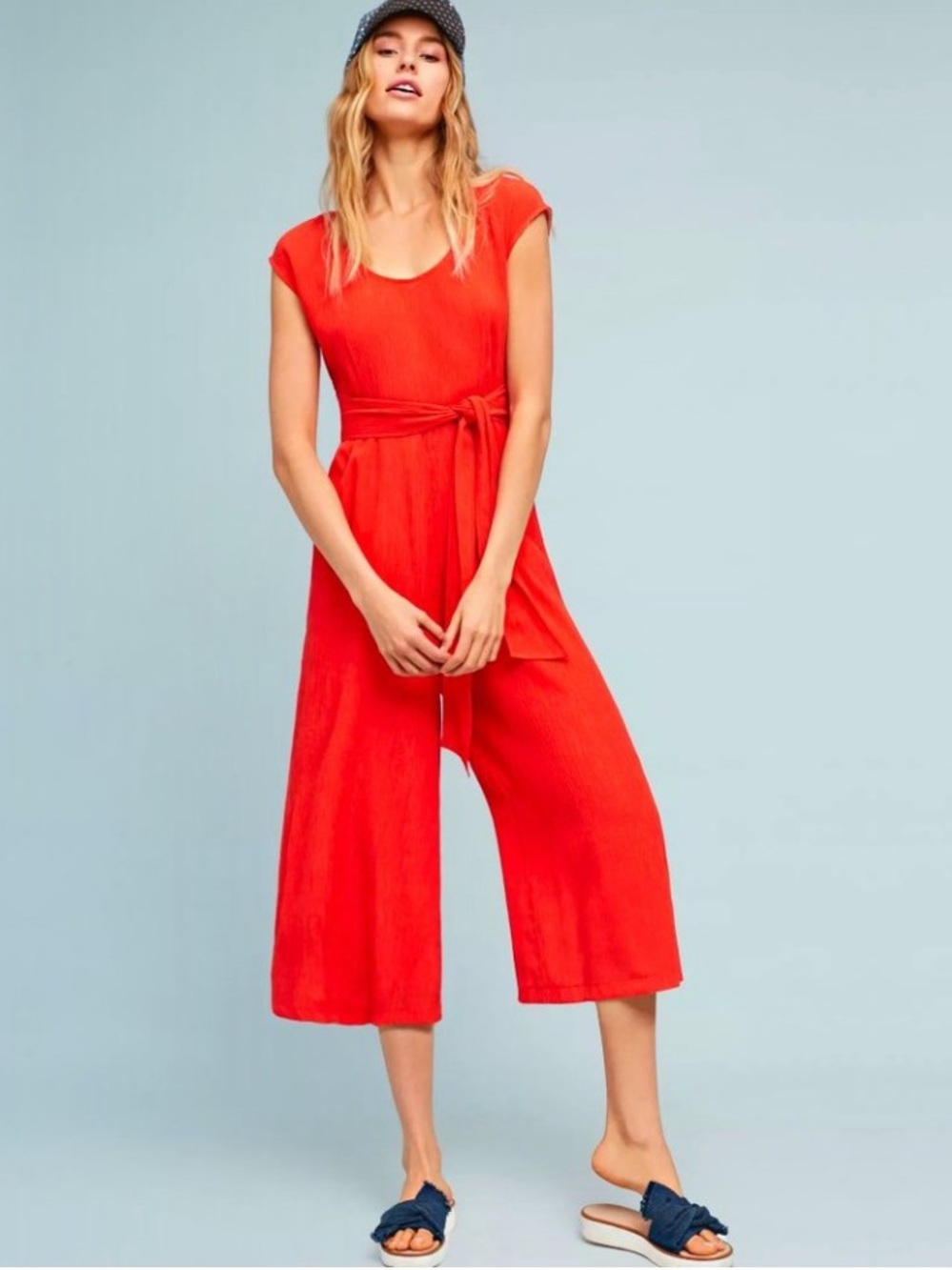 Anthropologie Abbey Crop Gauze Wide-Leg Belted jumpsuit. Women’s size 2.